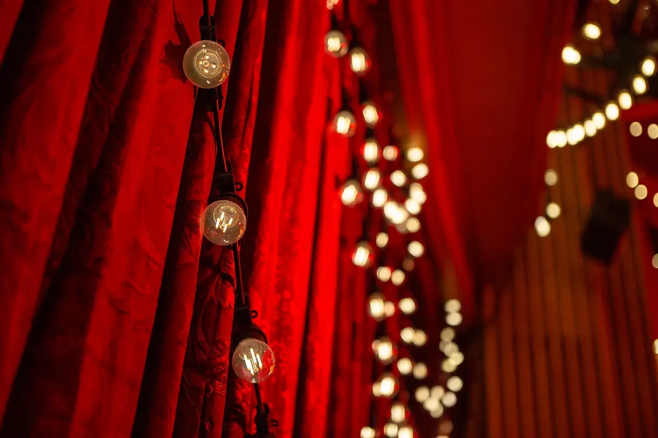 On-stage detail of Moulin Rouge soft scenery and dressed set. Photo: Chris Parker.